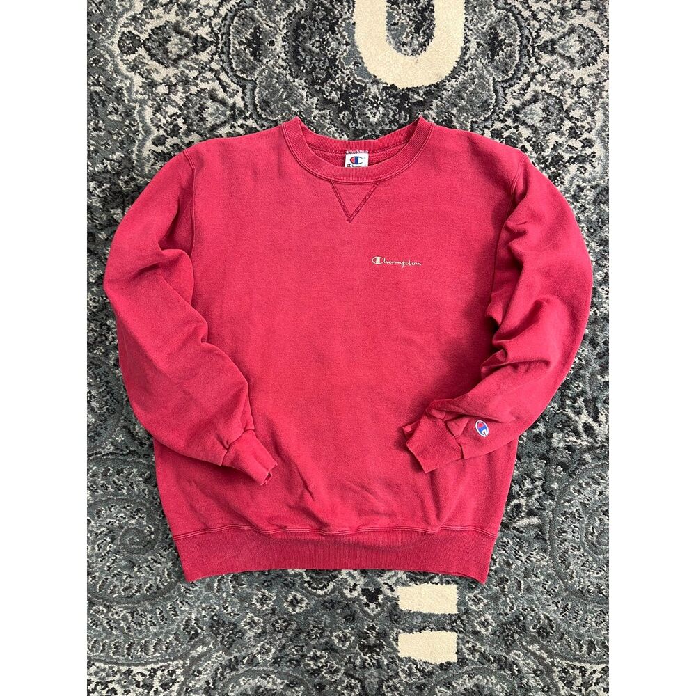 Vintage 90s Champion Crew neck Sweat shirt Size Large Red Made in Mexico